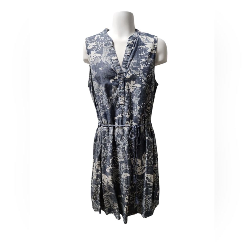 Tommy Hilfiger Floral Denim And White Mid Length Dress